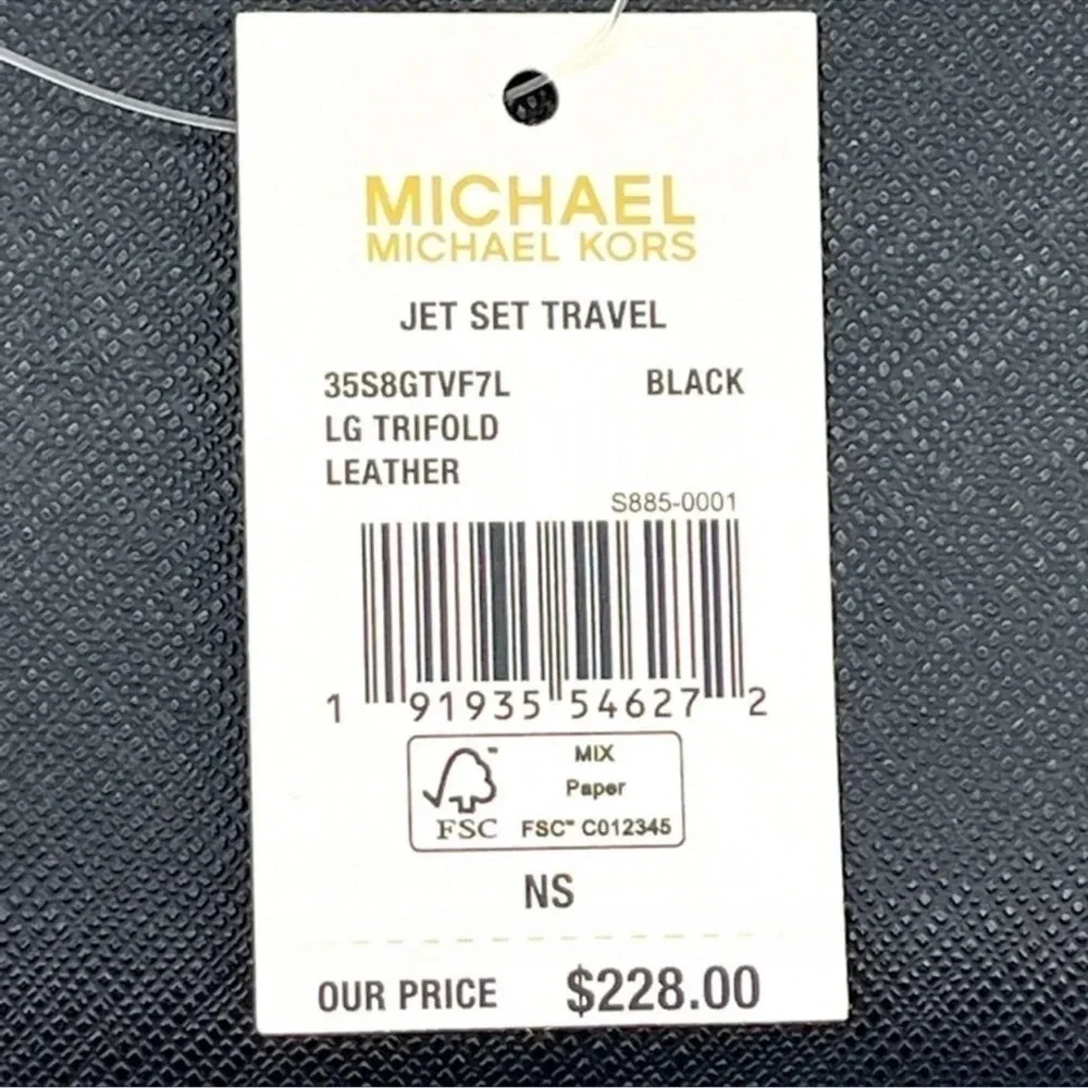 Michael Kors Trifold Wallet Black Leather (NWT)